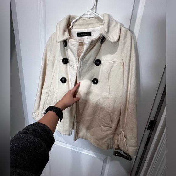 Zara Womens White Peacoat Size Medium - Picture 9 of 14